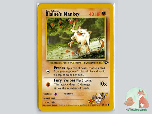 Blaine's Mankey (63/132) - Gym Challenge Pokémon Card