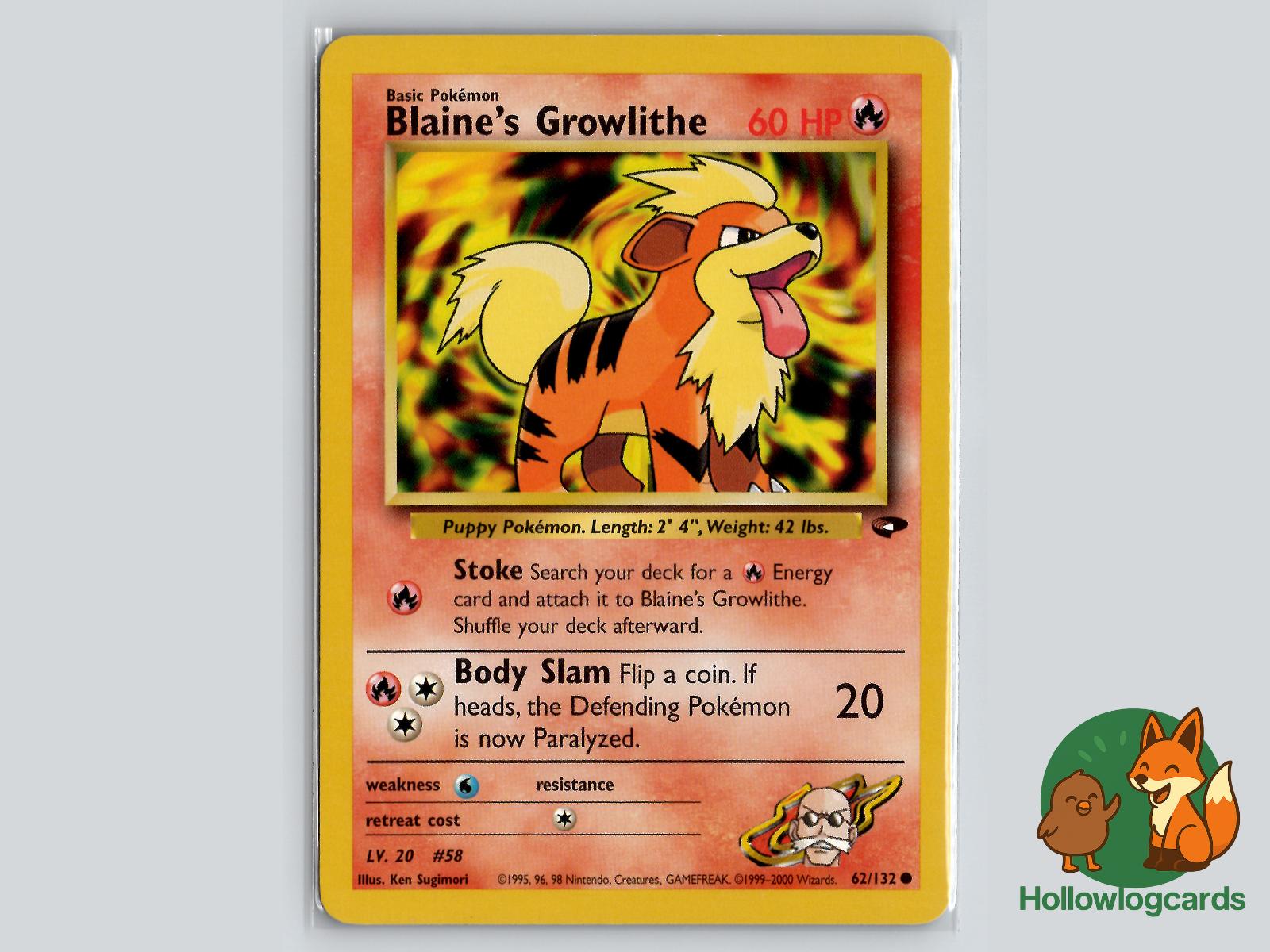 Blaine's Growlithe (62/132) - Gym Challenge Pokémon Card