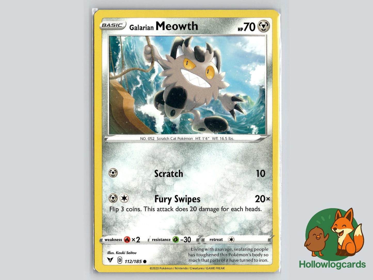Galarian Meowth (112/185) - Vivid Voltage Pokémon Card