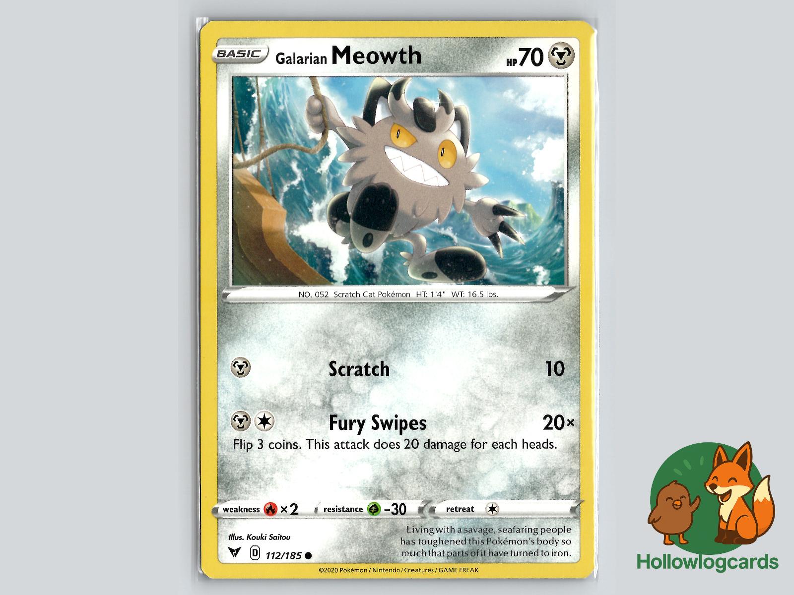 Galarian Meowth (112/185) - Vivid Voltage Pokémon Card