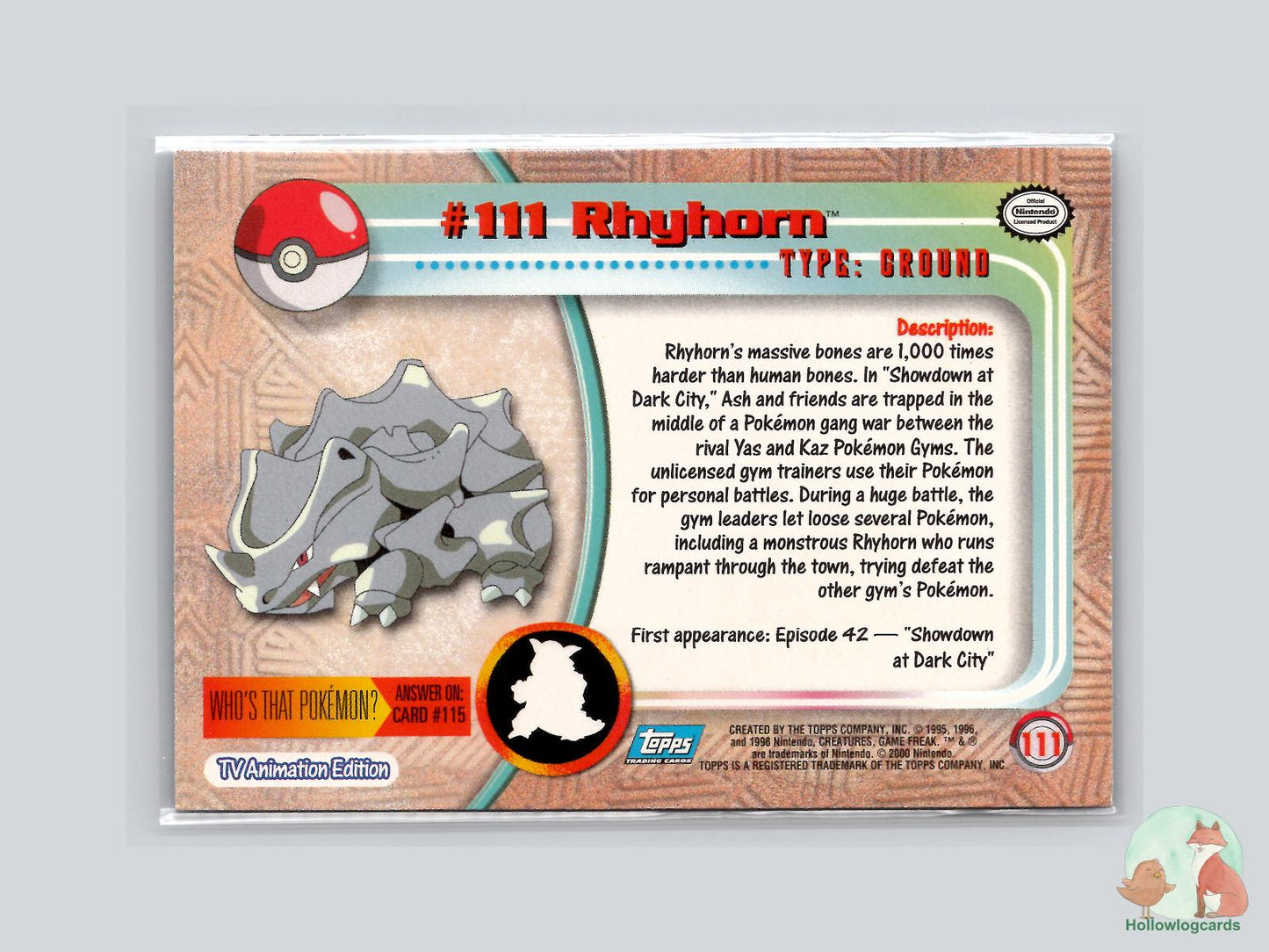 Rhyhorn (#111) Chrome - Topps Trading Cards Series 2