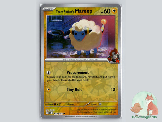Team Rocket's Mareep (072/182) - Destined Rivals Pokémon Card