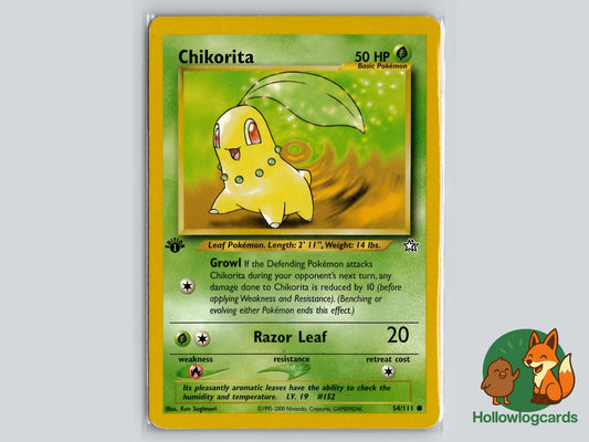 1st Edition Chikorita (54/111) - Neo Genesis Pokémon Card
