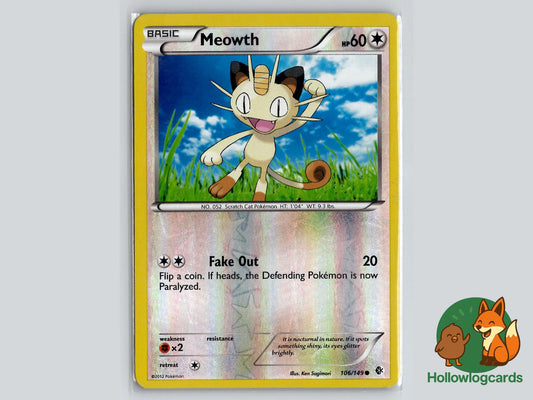 Meowth (106/149) - Boundaries Crossed Pokémon Card