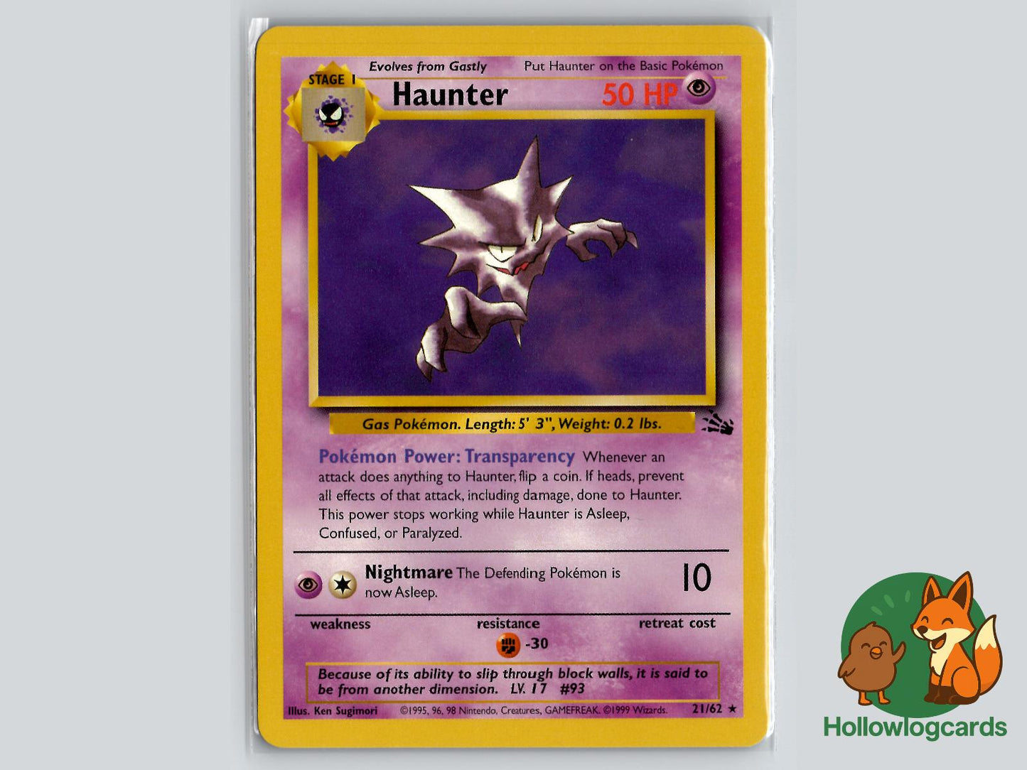 Haunter (21/62) - Fossil Pokémon Card