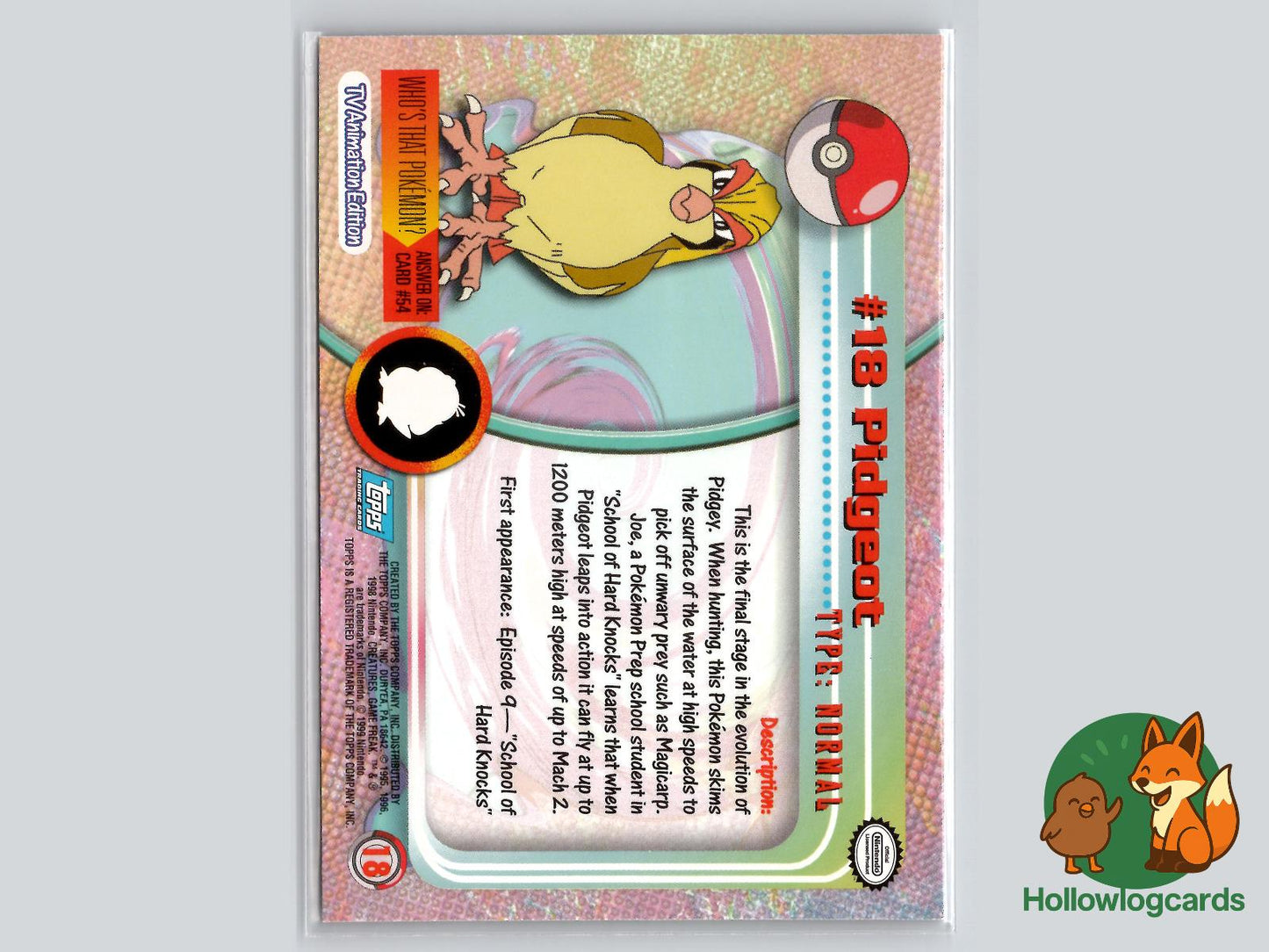 Pidgeot (#18) - Topps Trading Cards Series 1