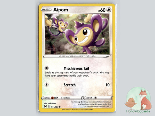 Aipom (144/196) - Lost Origin Pokémon Card