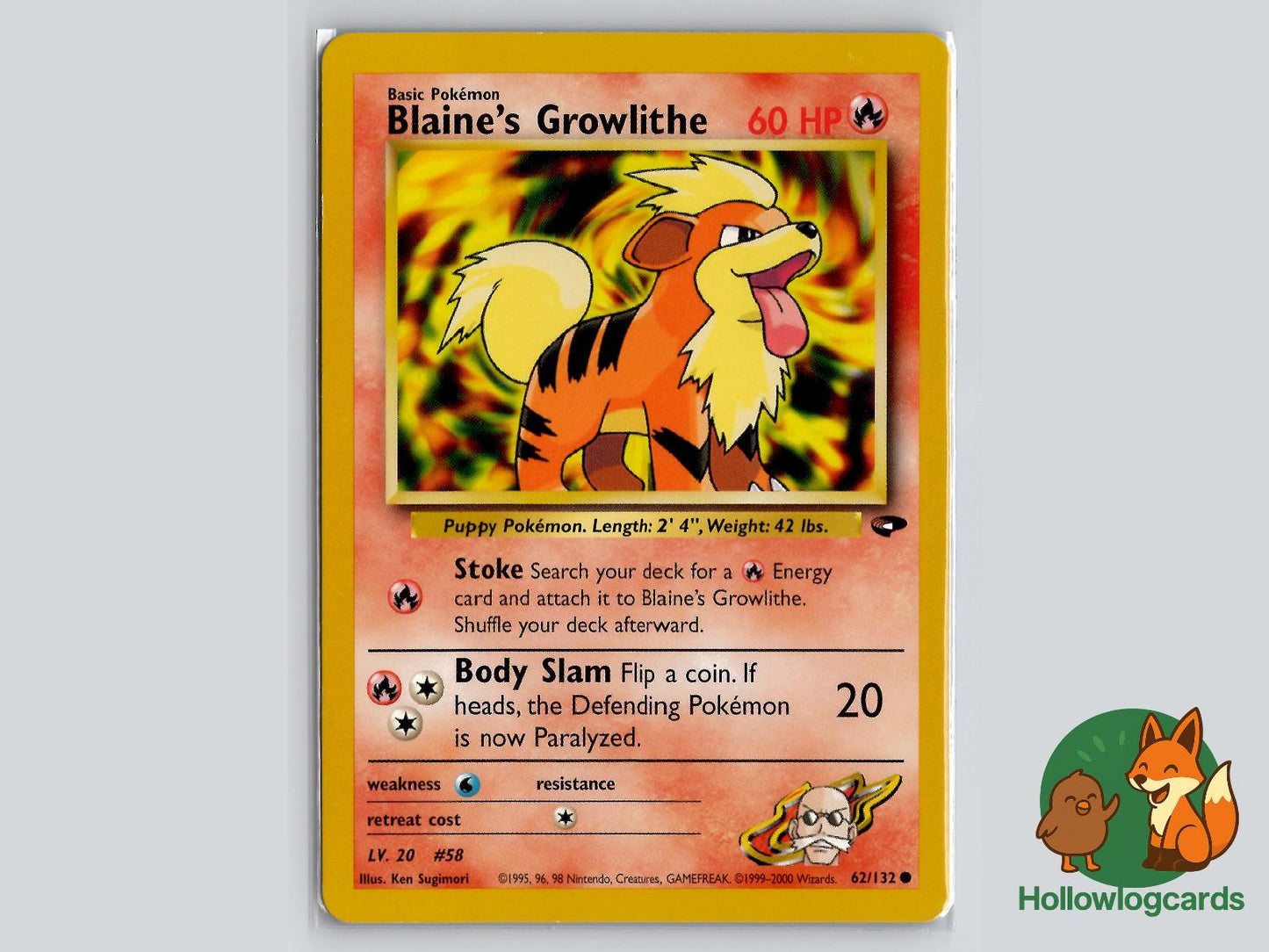 Blaine's Growlithe (62/132) - Gym Challenge Pokémon Card
