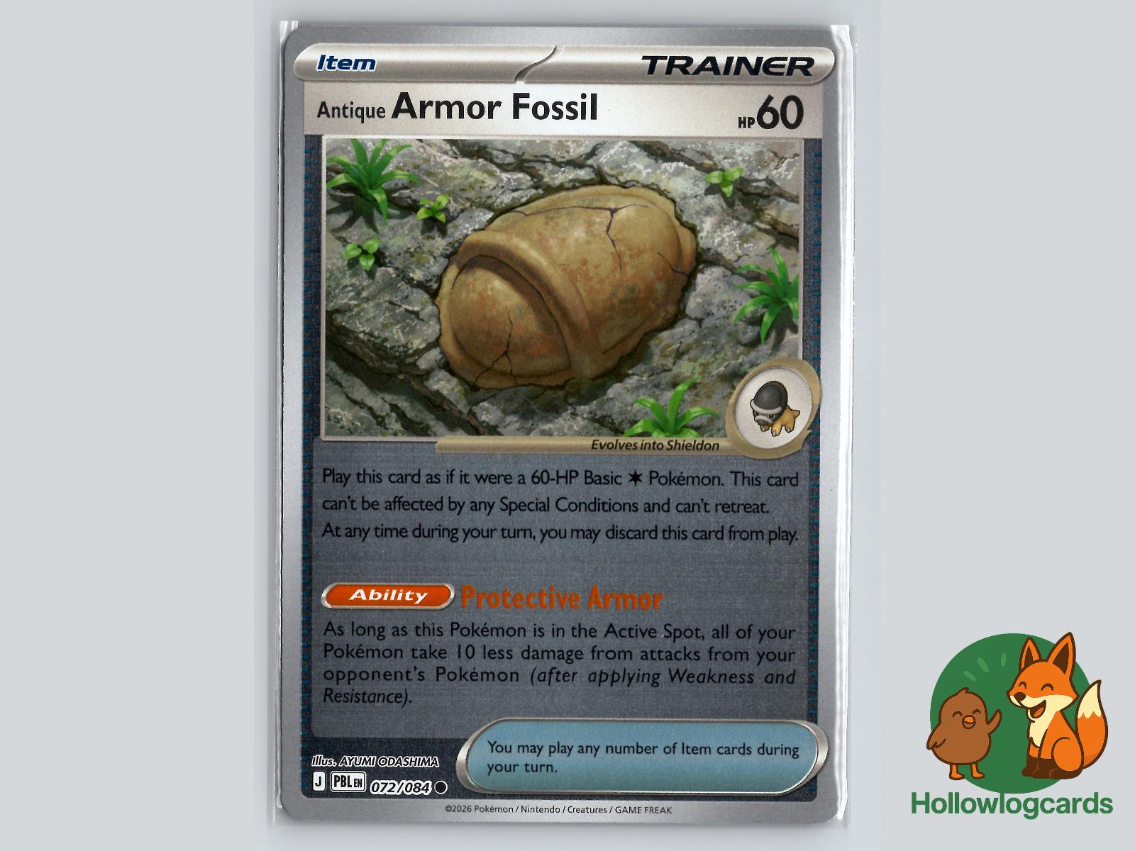 Antique Armor Fossil (072/084) - Fossil Pokémon Card
