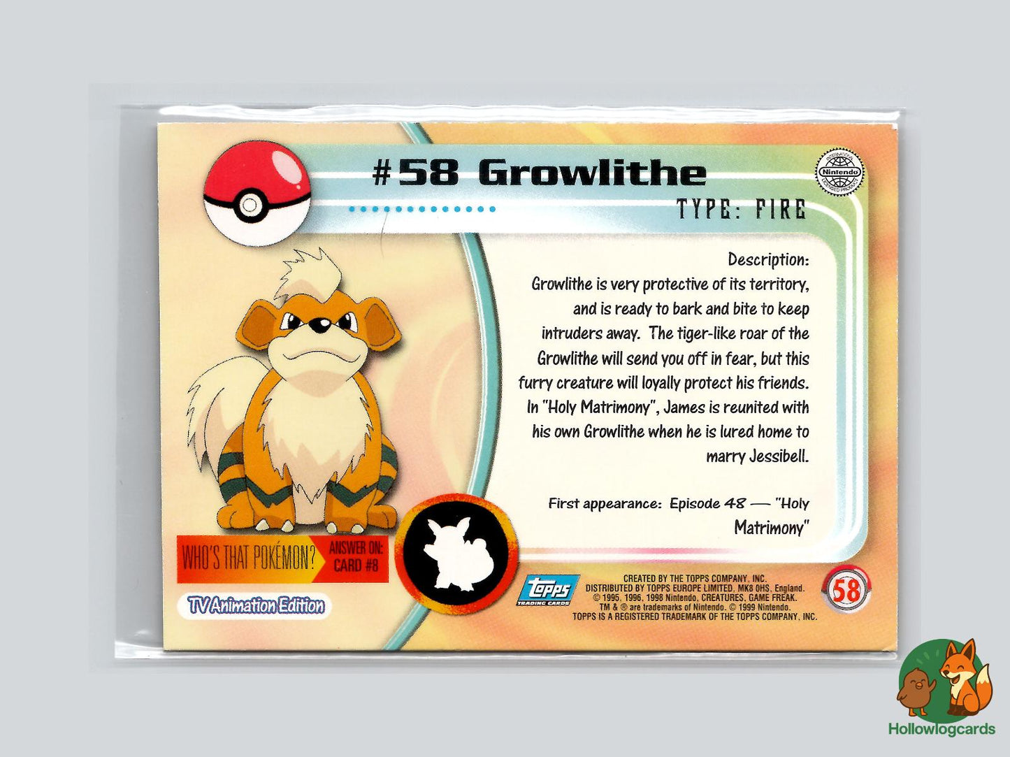 Growlithe (#58) Chrome - Topps Trading Cards Series 1