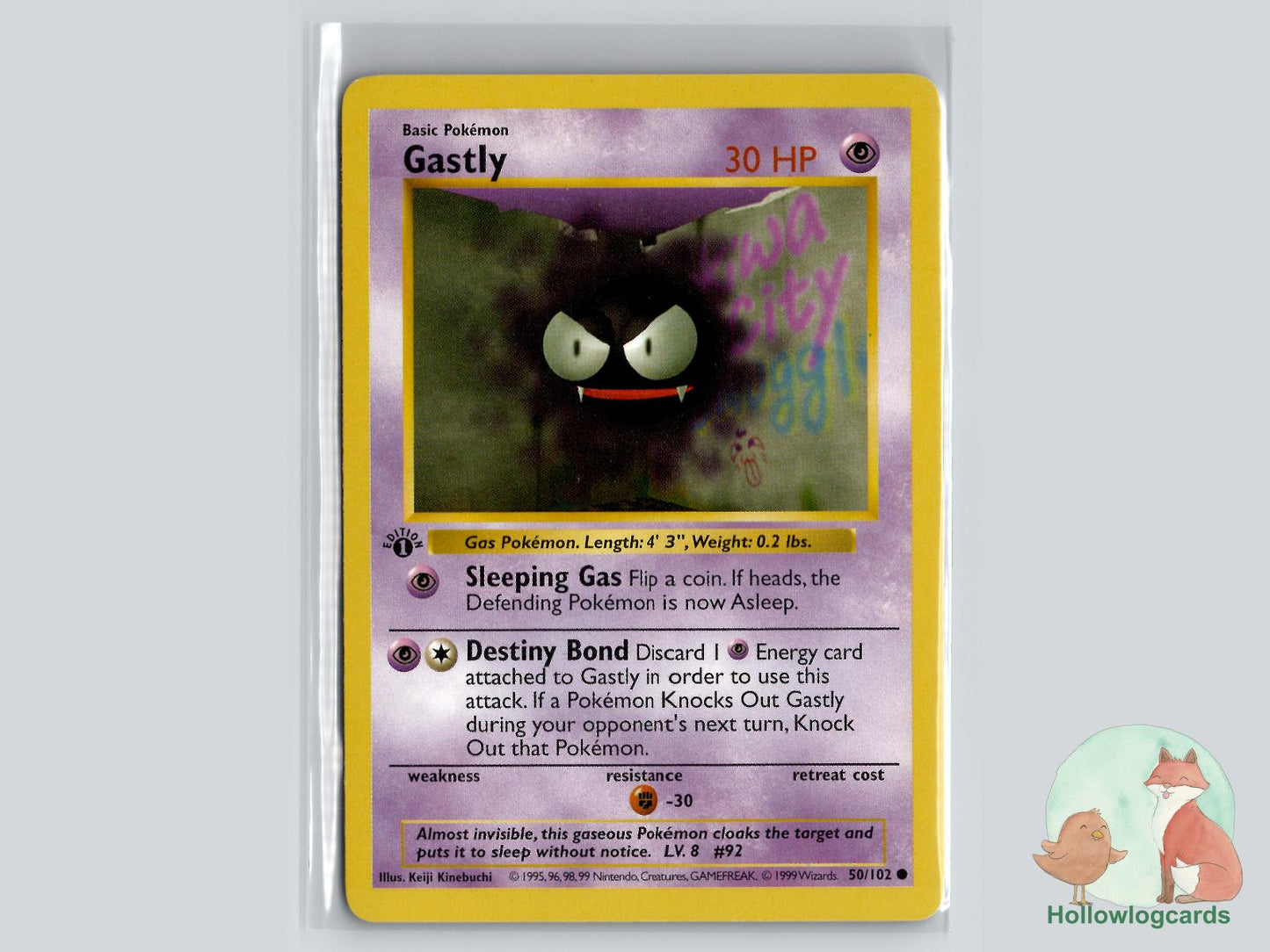 1st Edition Gastly (50/102) - Base Pokémon Card