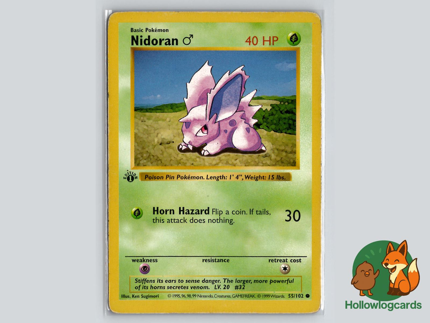 1st Edition Nidoran M (55/102) - Base Pokémon Card