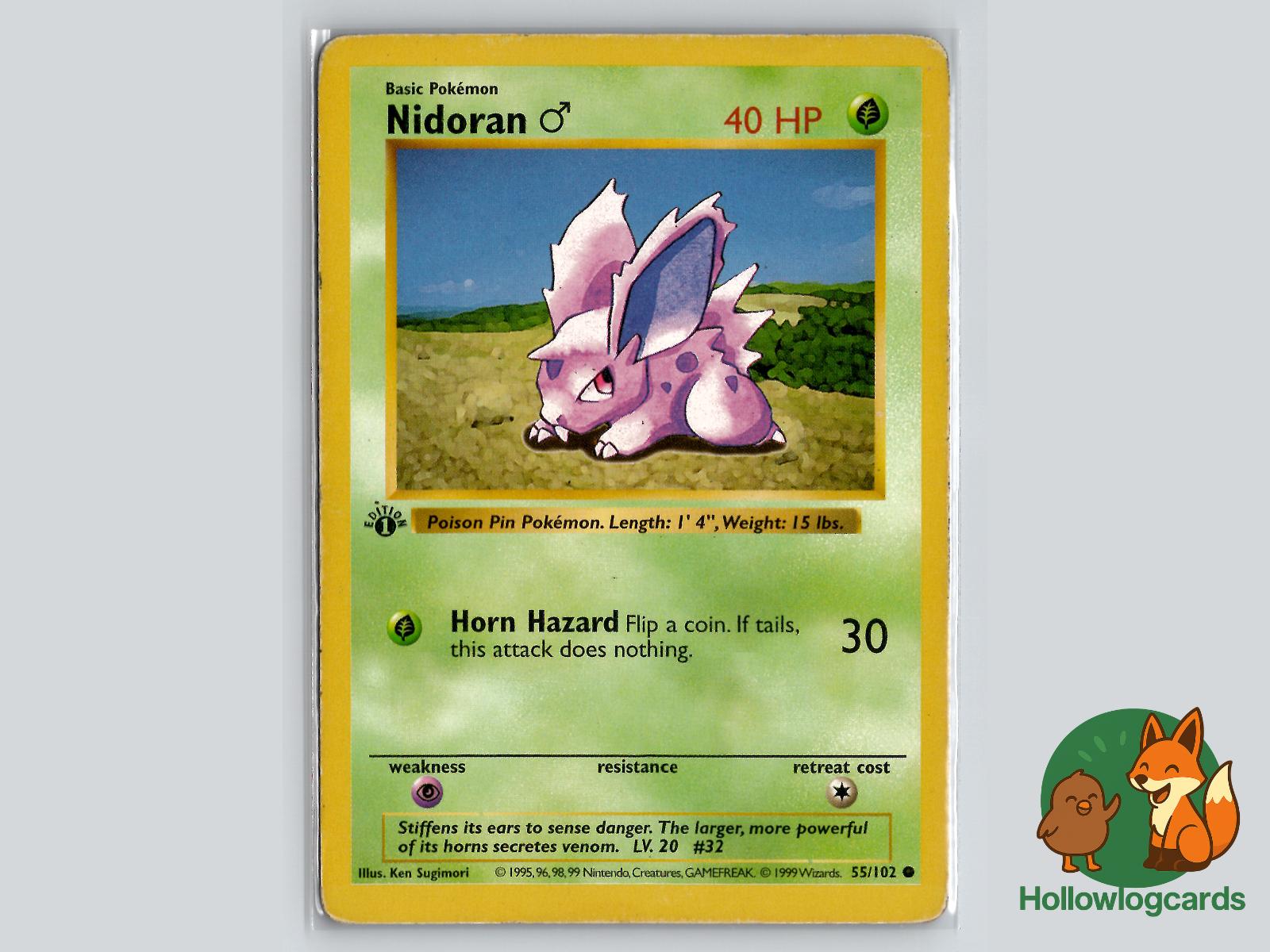 1st Edition Nidoran M (55/102) - Base Pokémon Card