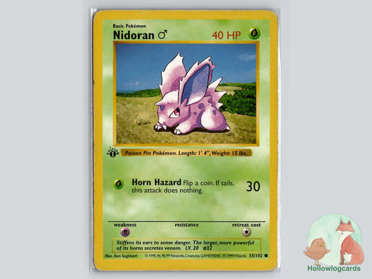1st Edition Nidoran M (55/102) - Base Pokémon Card