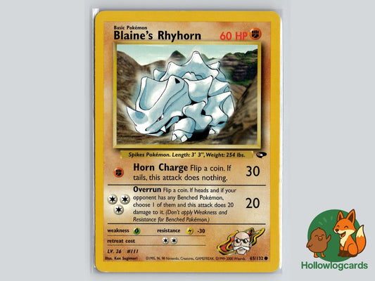 Blaine's Rhyhorn (65/132) - Gym Challenge Pokémon Card