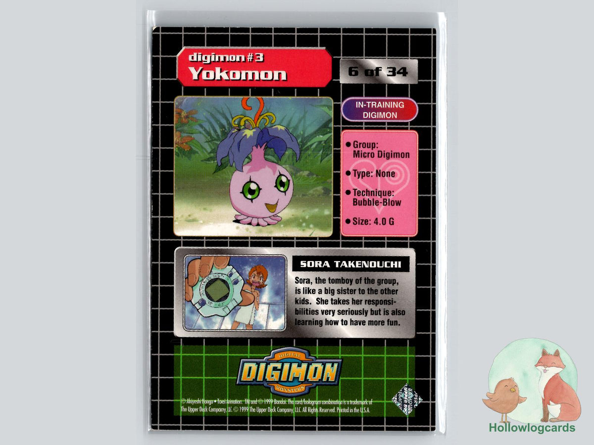 Sora & Yokomon #3 (6/34) Exclusive Preview Stamped - 1999 Upper Deck Digimon