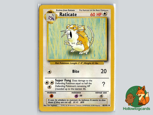 Raticate (40/102) - Base Pokémon Card