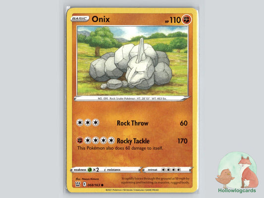 Onix (068/163) - Battle Styles Pokémon Card