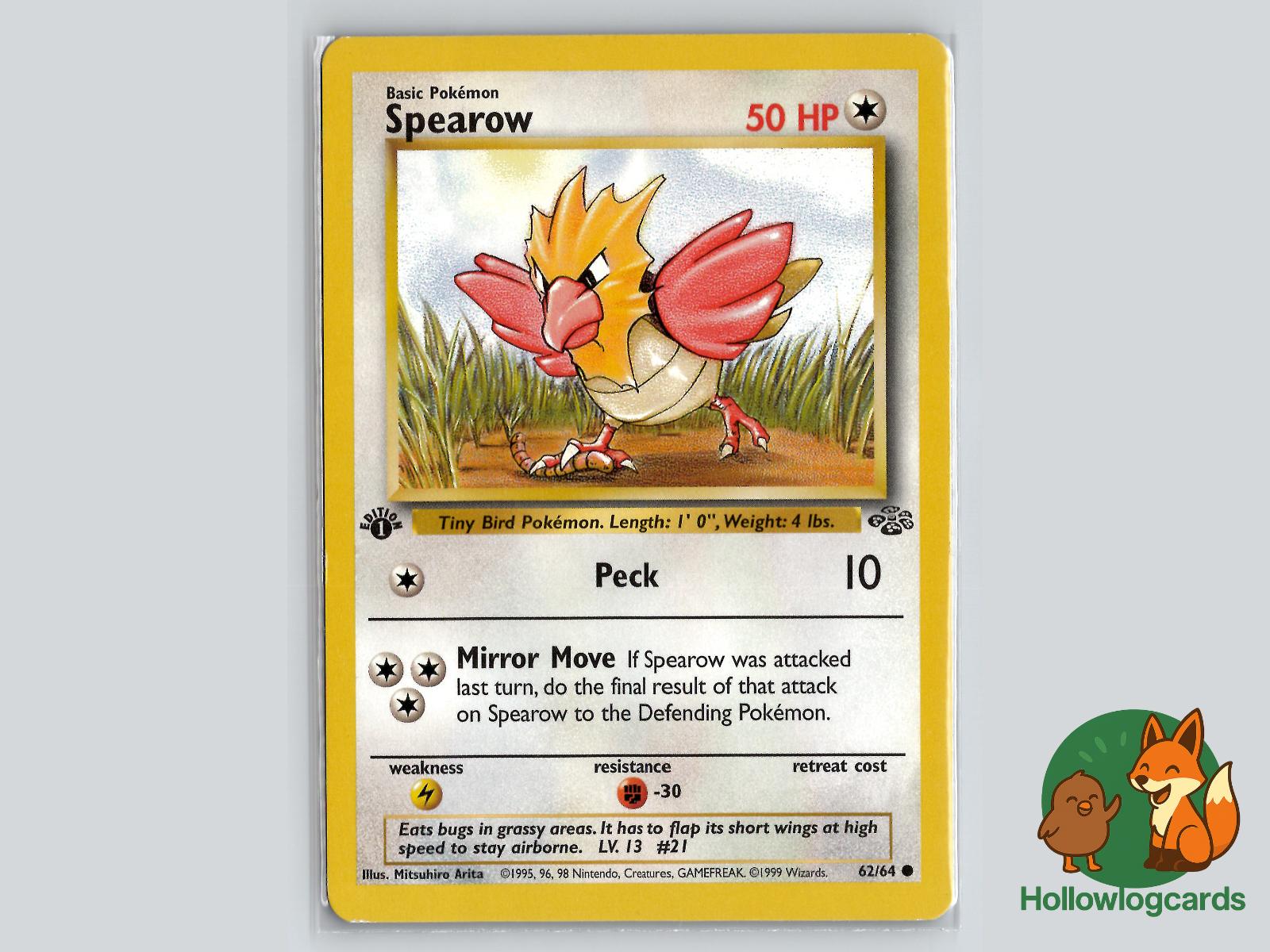 1st Edition Spearow (62/64) - Jungle Pokémon Card