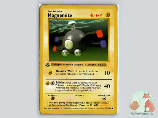 1st Edition Magnemite (53/102) - Base Pokémon Card