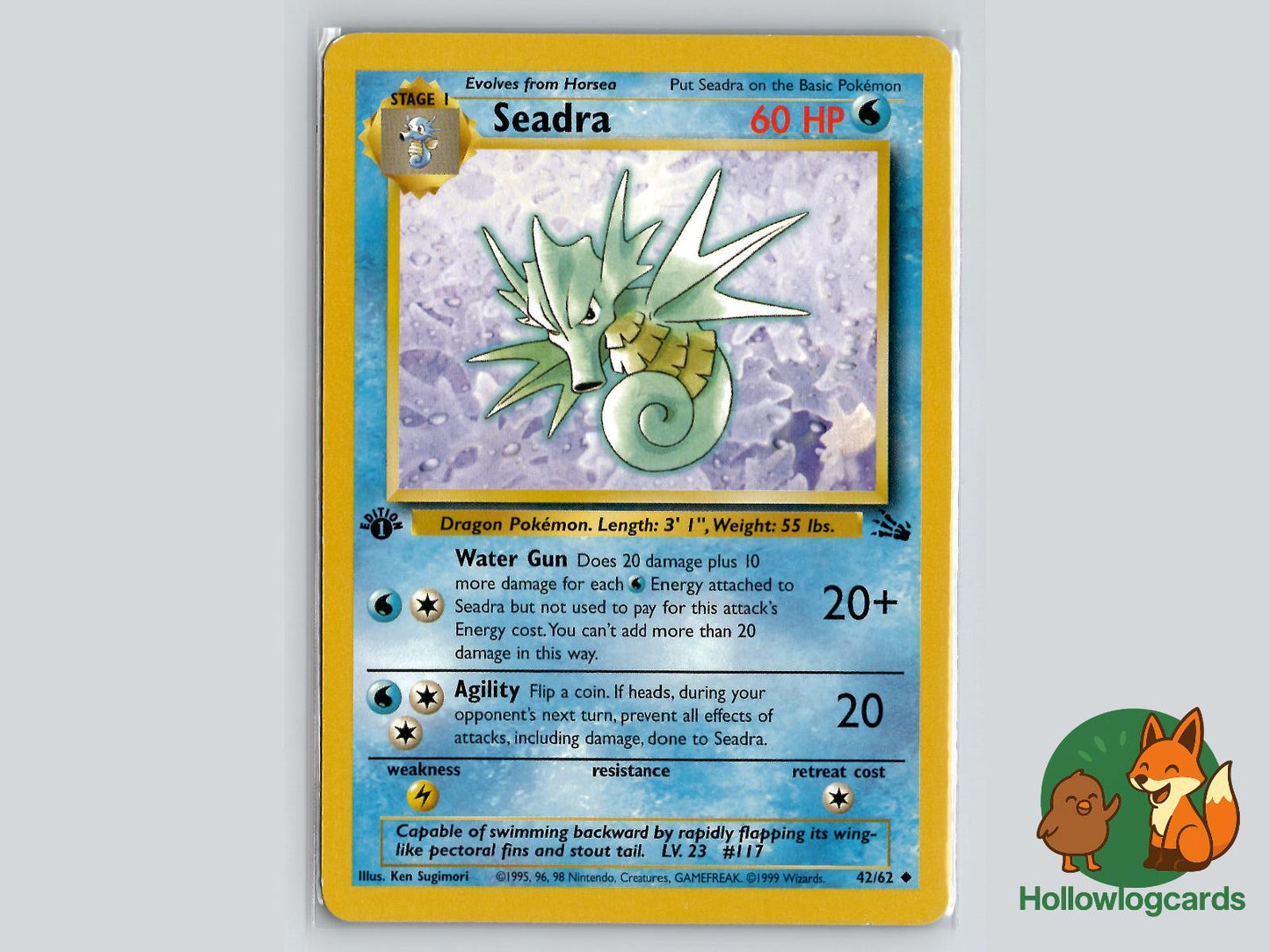 1st Edition Seadra (42/62) - Fossil Pokémon Card