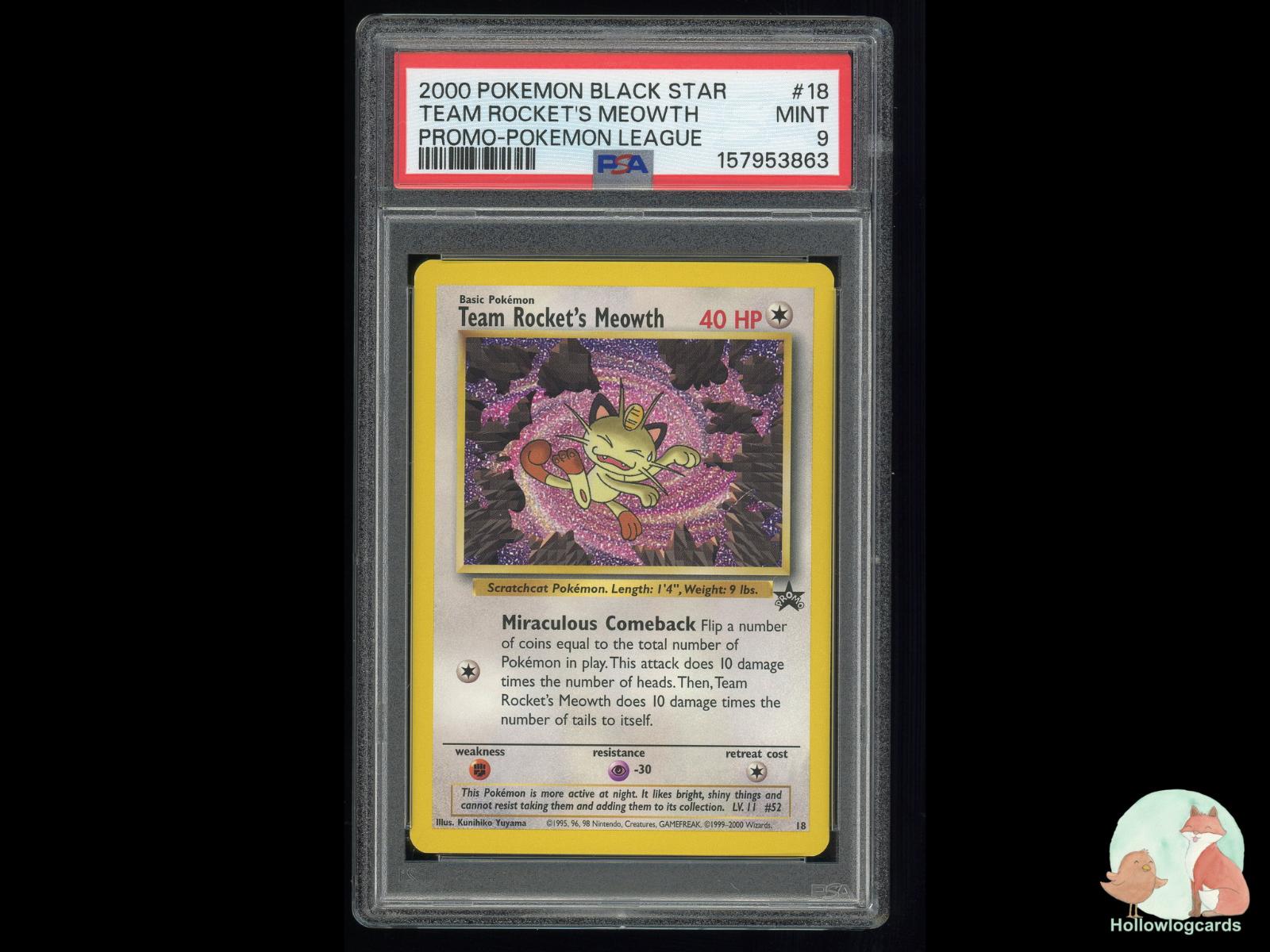 Graded Team Rocket's Meowth (18) Pokémon Card