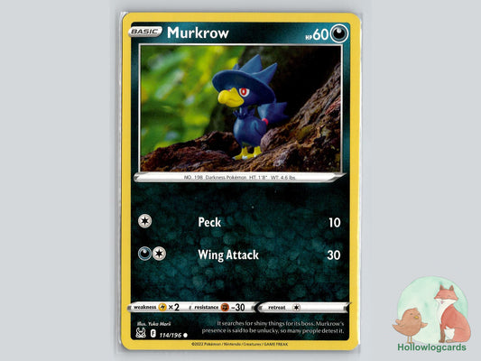 Murkrow (114/196) - Lost Origin Pokémon Card