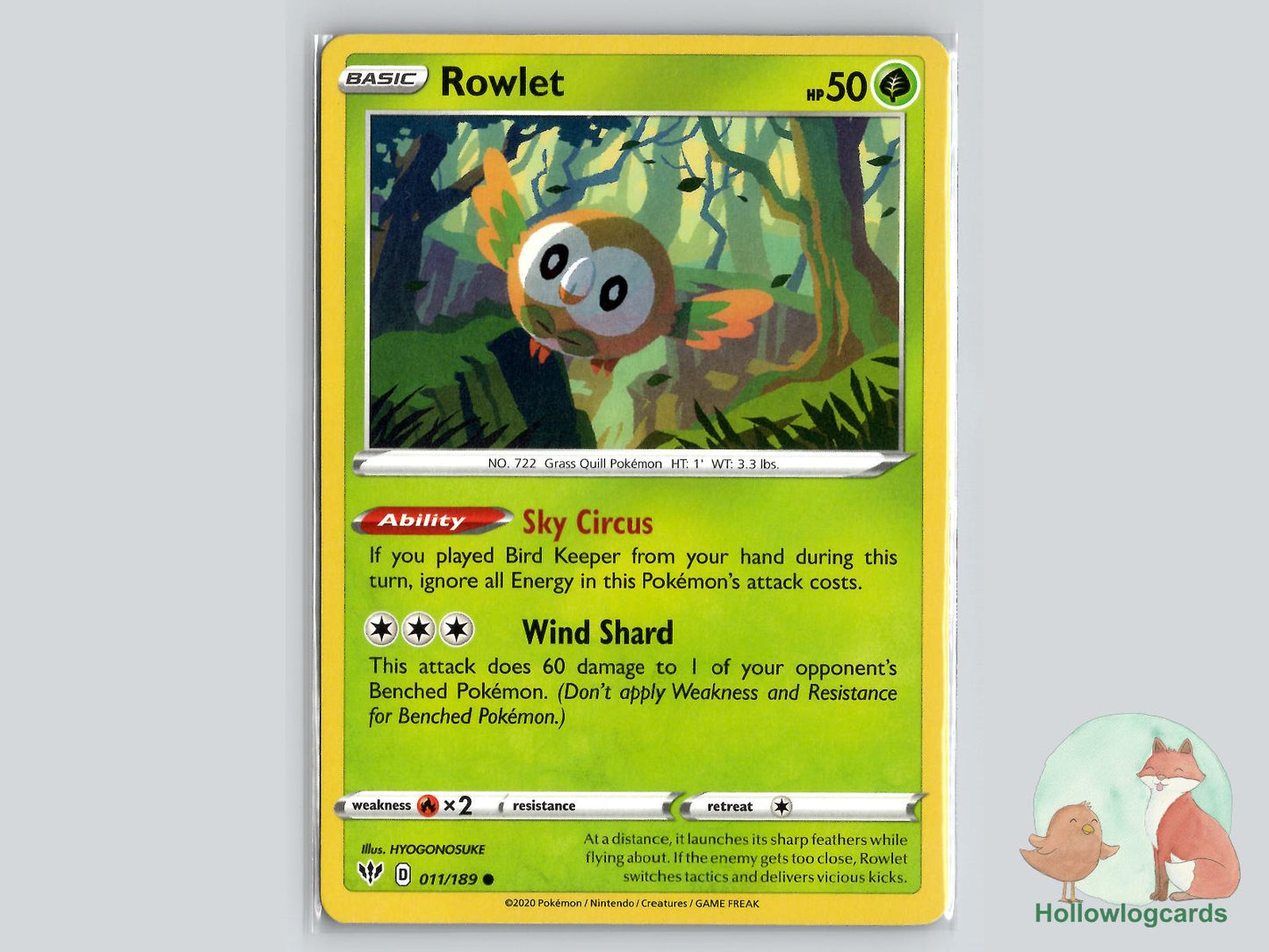 Rowlet (011/189) - Darkness Ablaze Pokémon Card