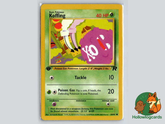 1st Edition Koffing (58/82) - Team Rocket Pokémon Card
