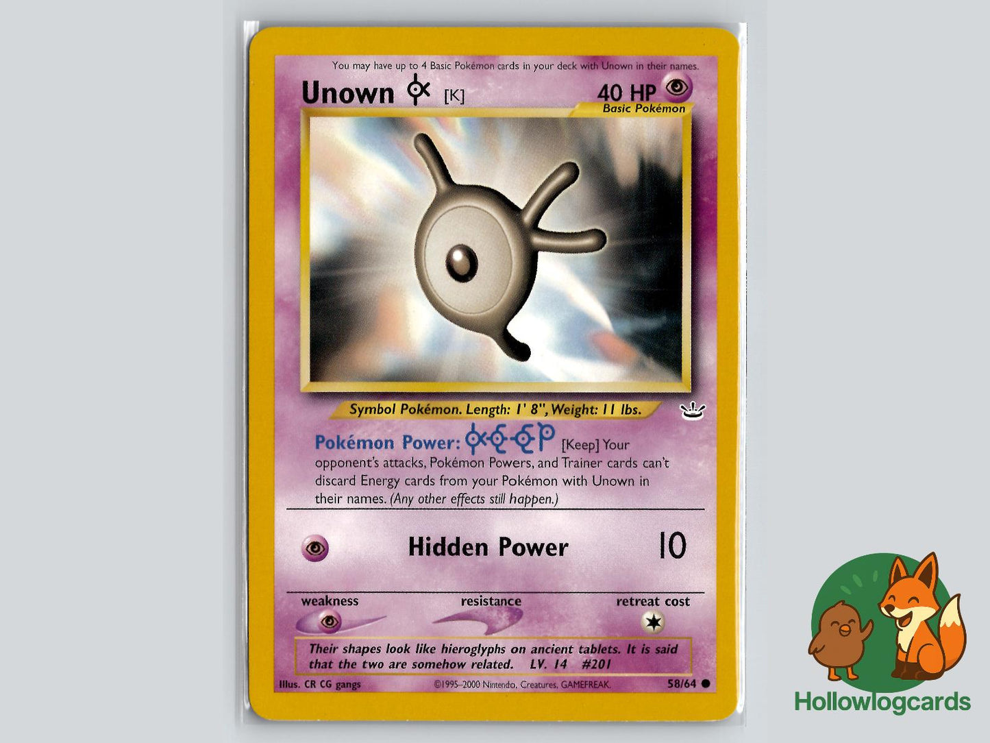 Unown [K] (58/64) - Neo Revelation Pokémon Card