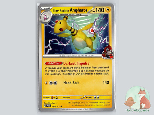 Team Rocket's Ampharos (074/182) - Destined Rivals Pokémon Card
