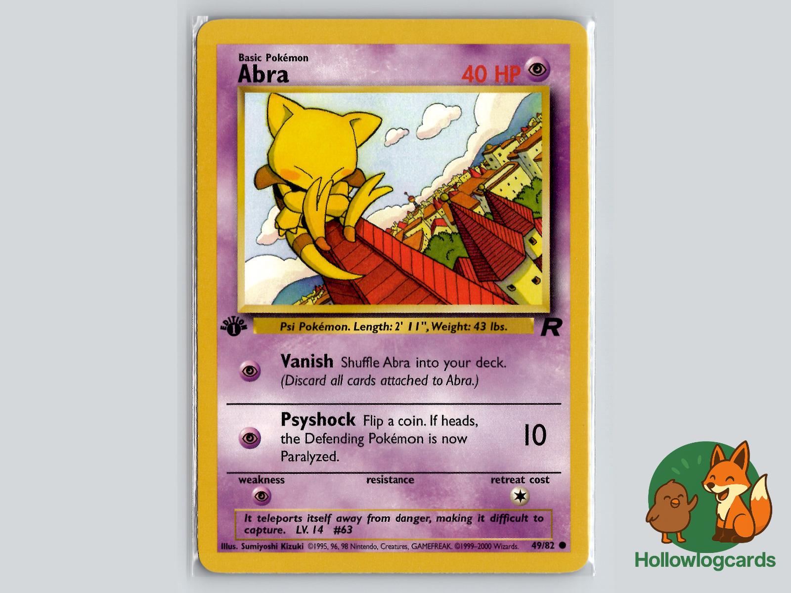 1st Edition Abra (49/82) - Team Rocket Pokémon Card
