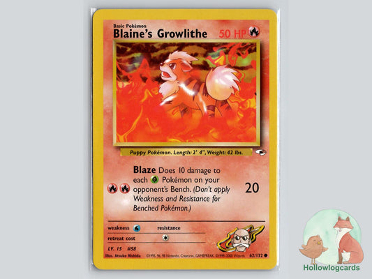 Blaine's Growlithe (62/132) - Gym Heroes Pokémon Card