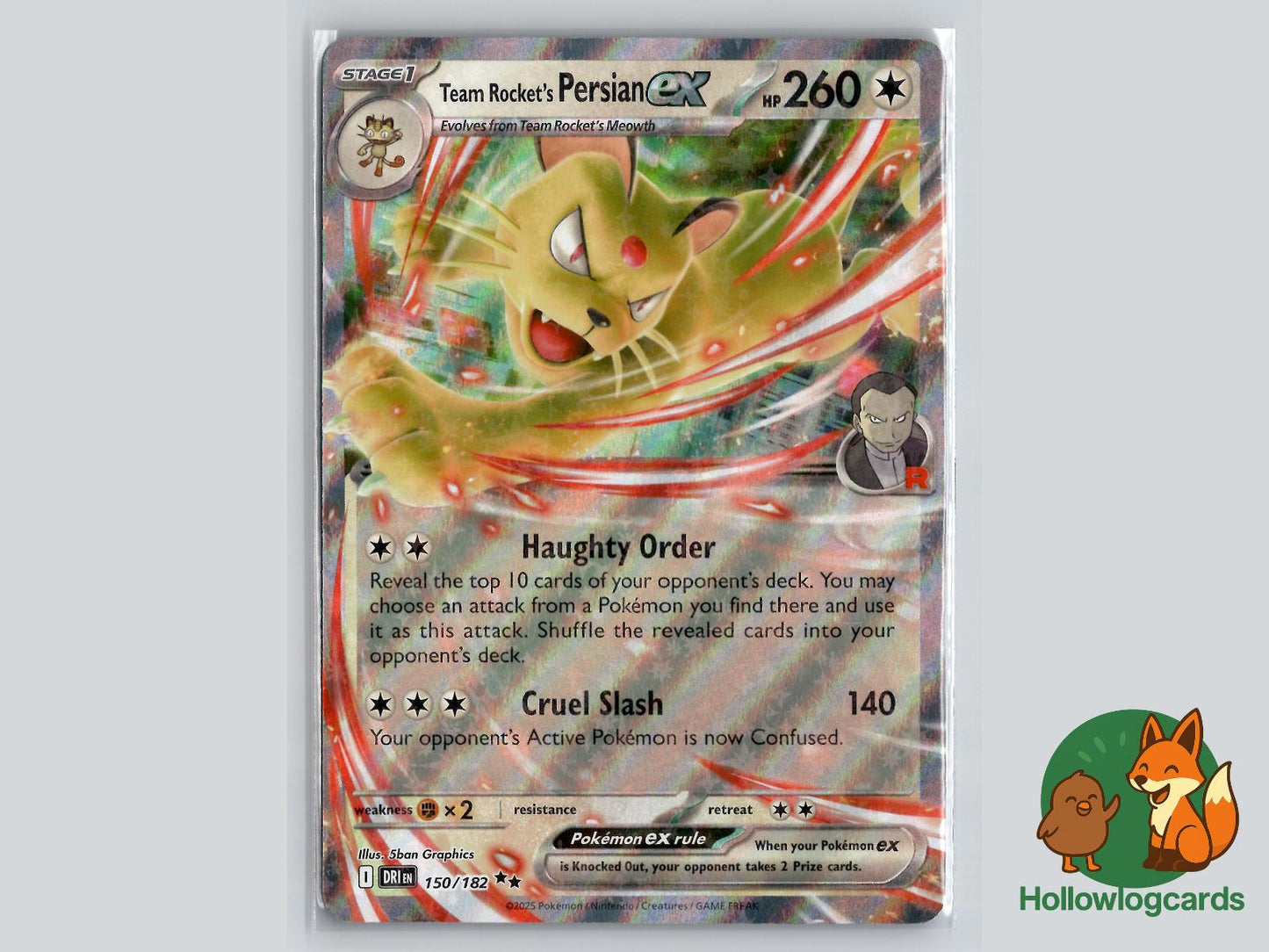 Team Rocket's Persian ex (150/182) - Destined Rivals Pokémon Card