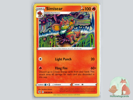 Simisear (038/264) - Fusion Strike Pokémon Card