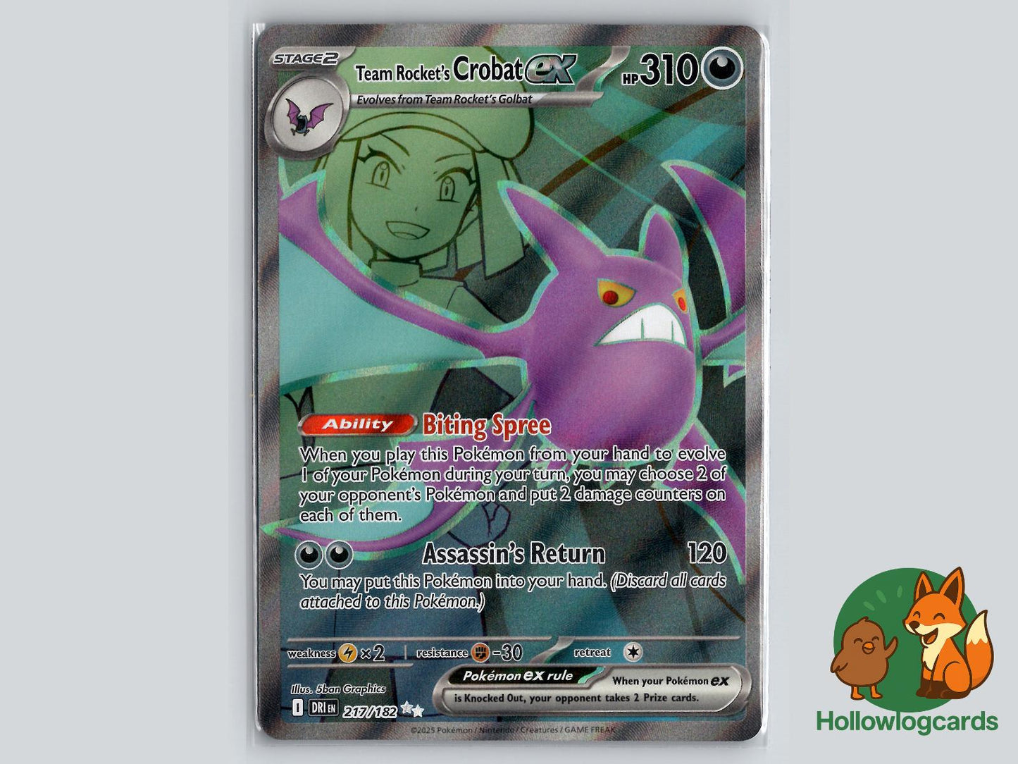 Team Rocket's Crobat ex (217/182) - Destined Rivals Pokémon Card