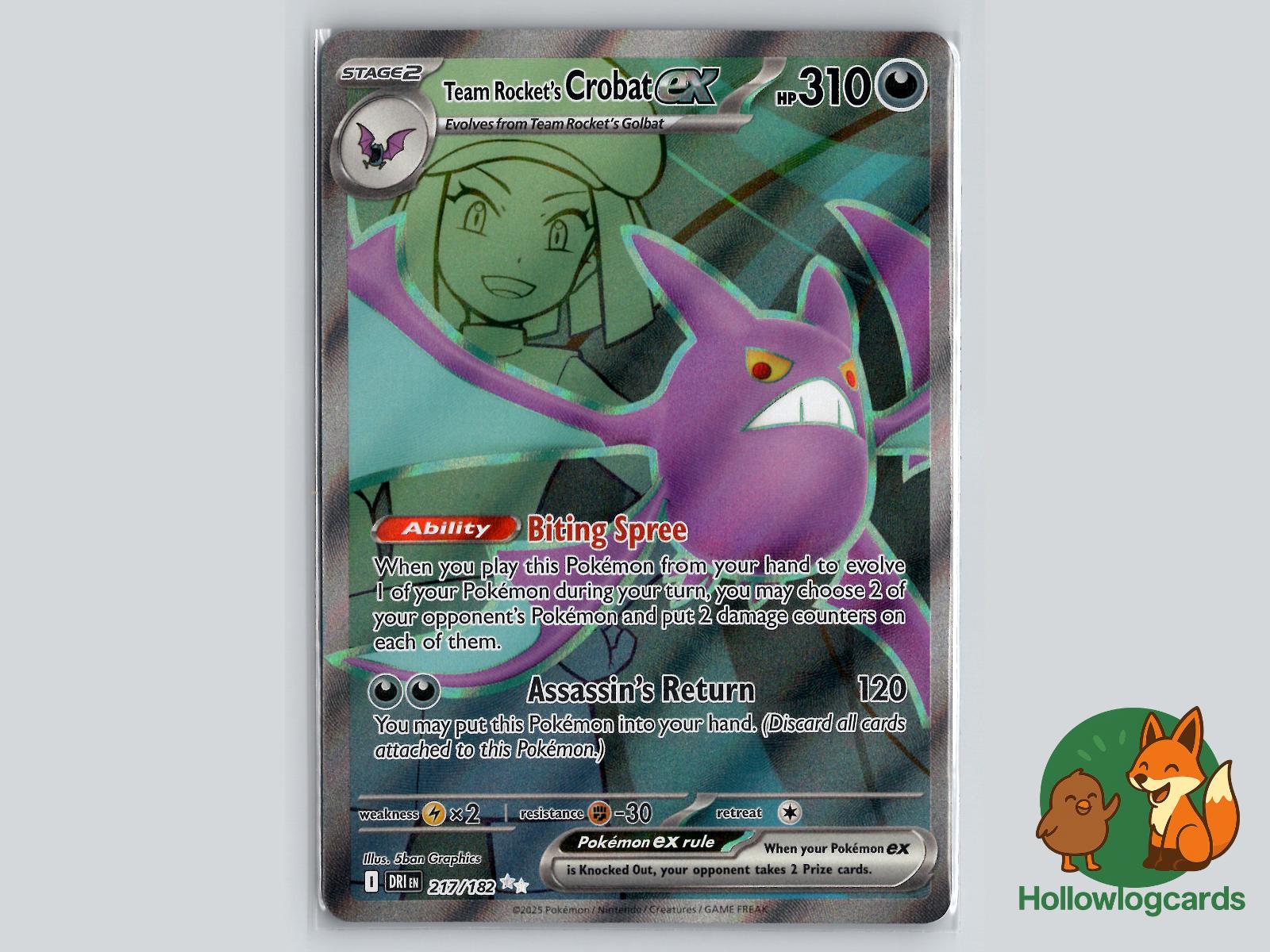 Team Rocket's Crobat ex (217/182) - Destined Rivals Pokémon Card