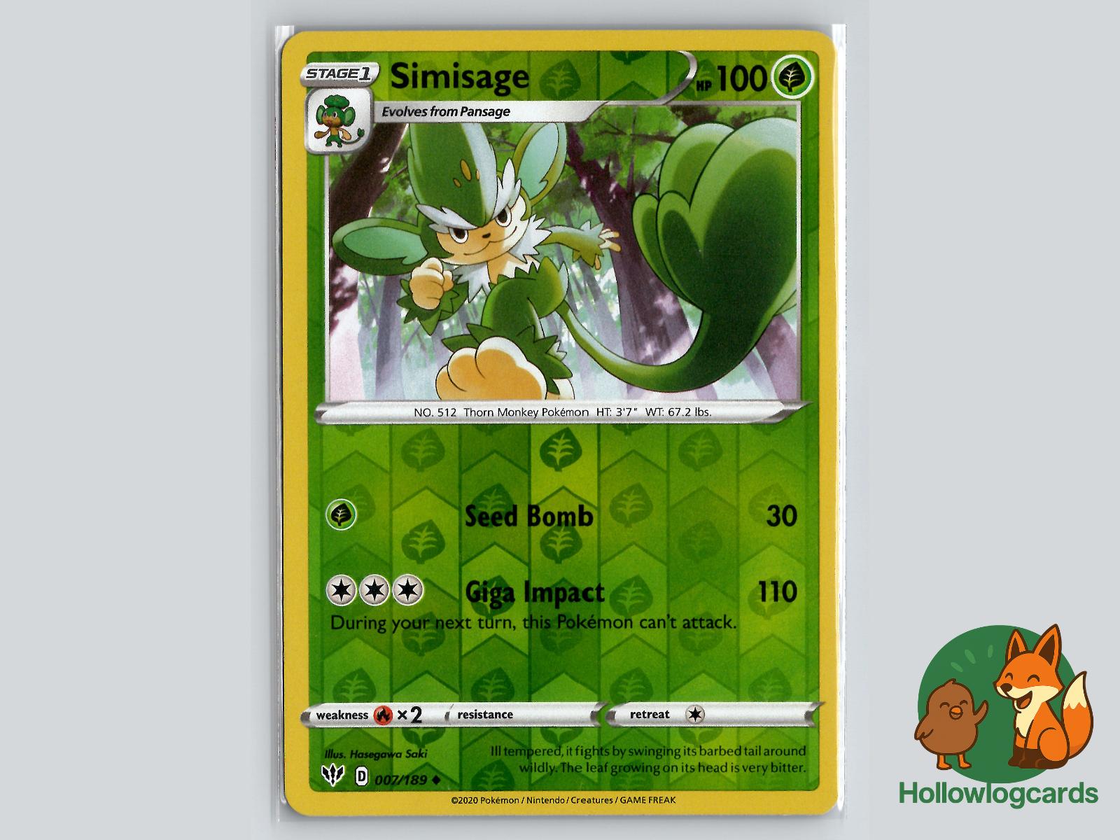 Simisage (007/189) - Darkness Ablaze Pokémon Card