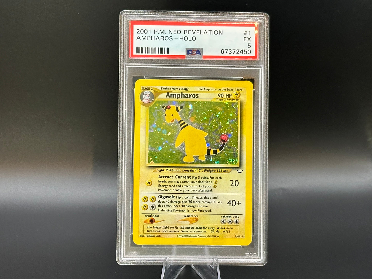 Graded - Ampharos - Neo Revelation 1/64 - WOTC - Standard - Aoki - PSA 5