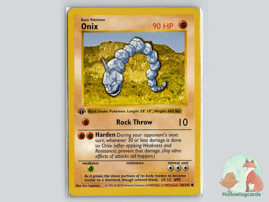 1st Edition Onix (56/102) - Base Pokémon Card