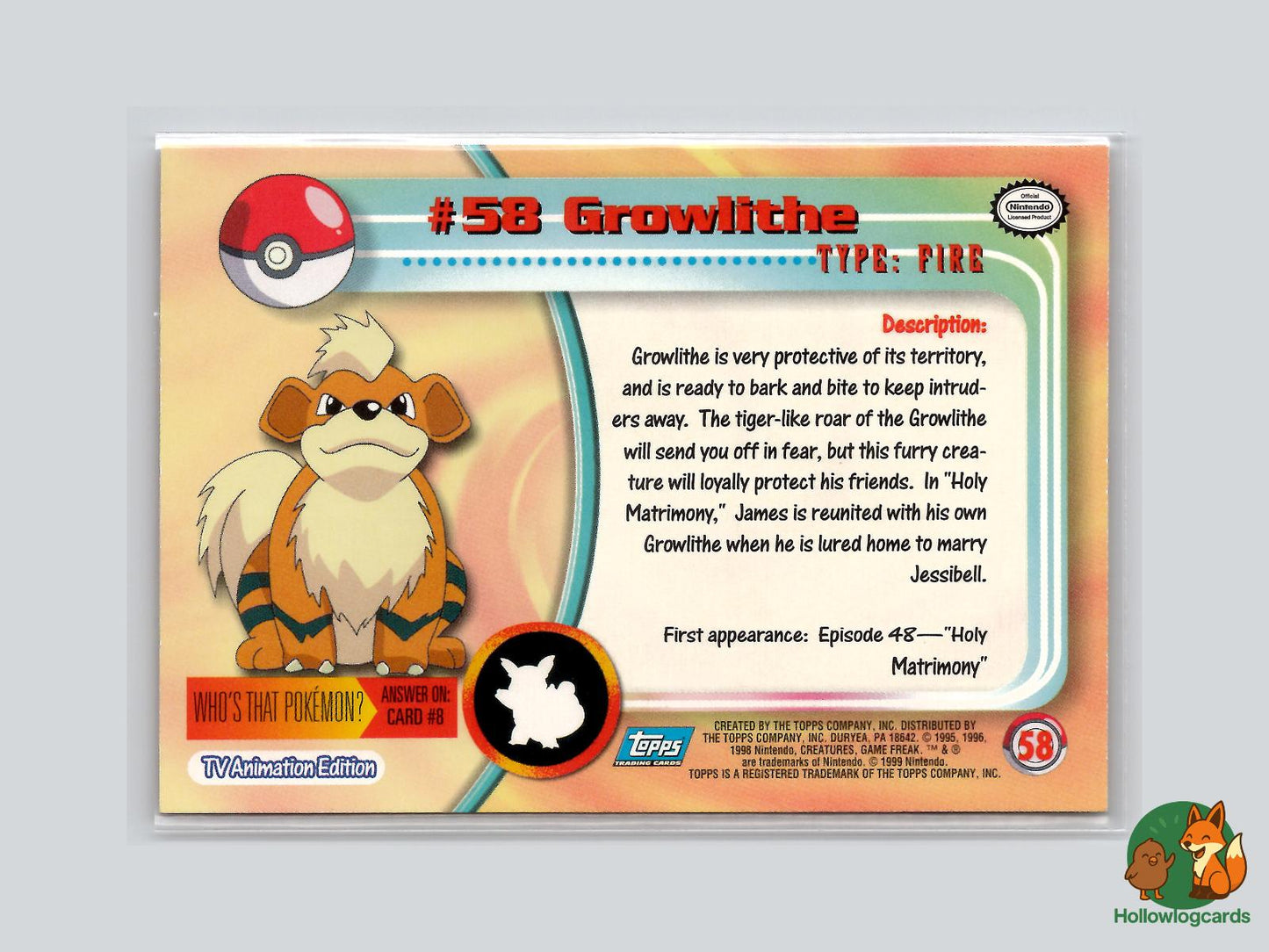 Growlithe (#58) - Topps Trading Cards Series 1