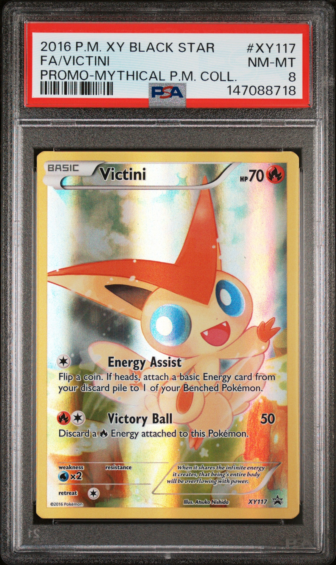 Graded Victini (XY117) Mythical Pokemon Collection Black Star Promo - PSA 8