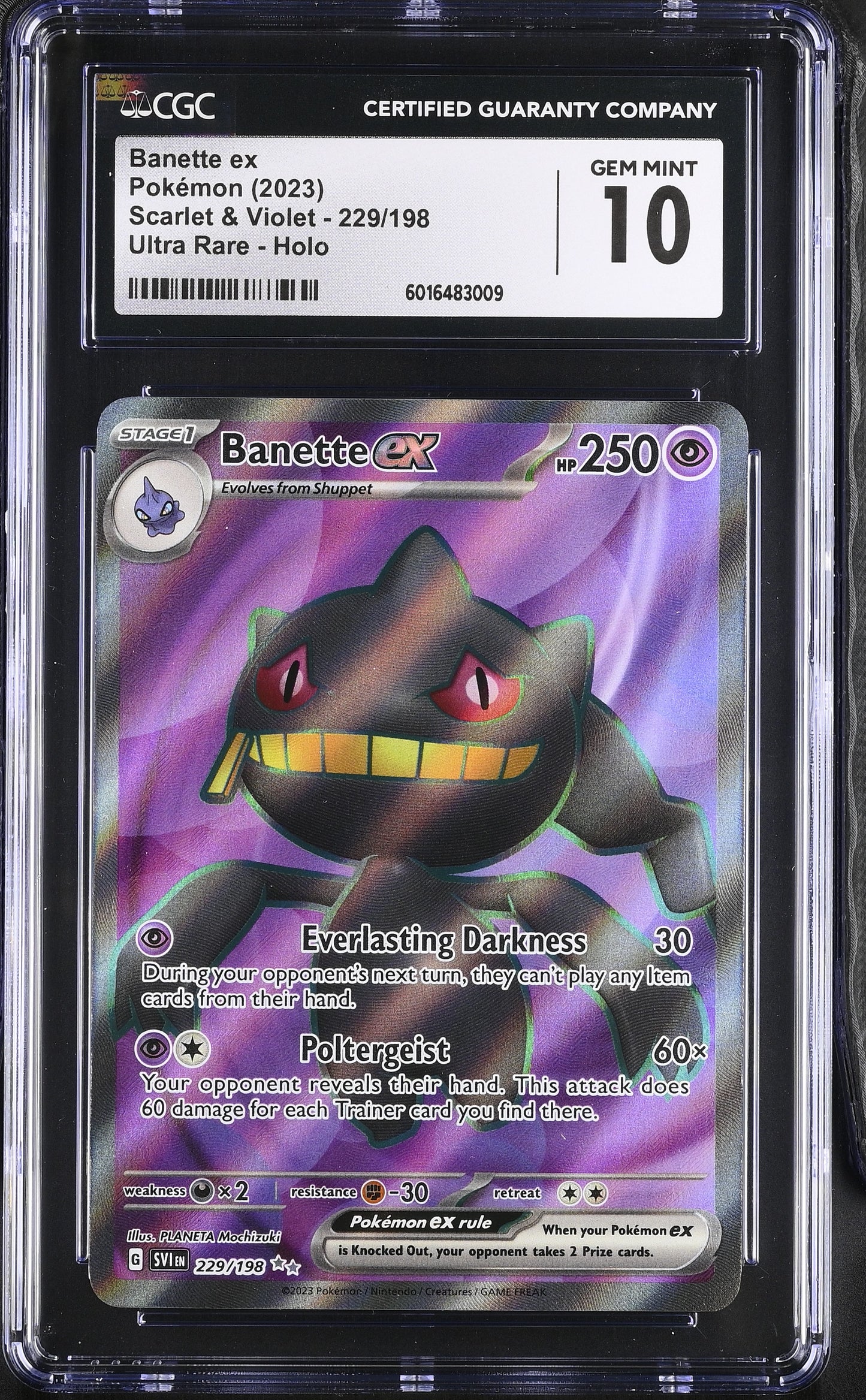 Graded Banette EX (229/198) Ultra Rare Holo Scarlet & Violet - CGC Gem Mint 10