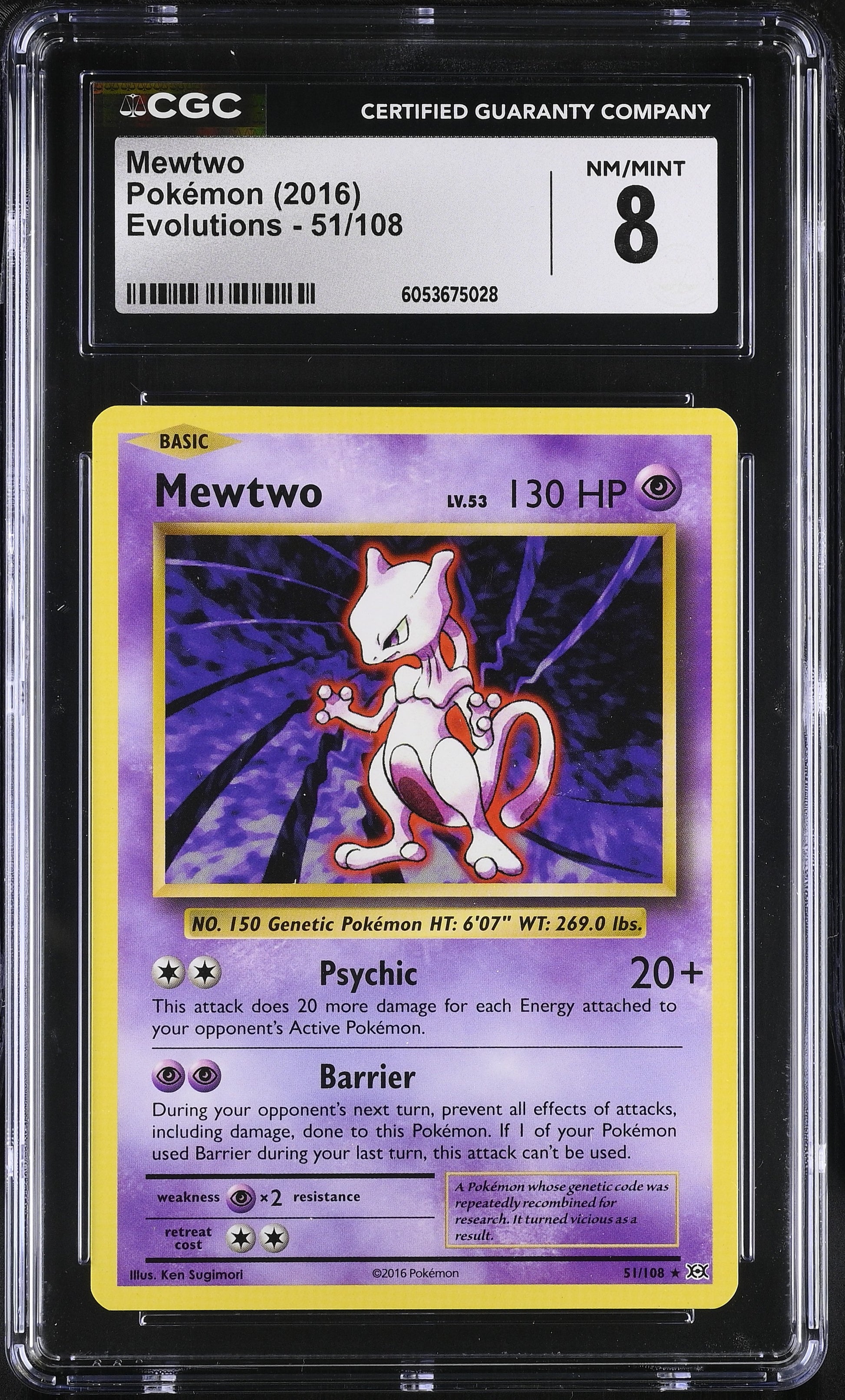 Graded Mewtwo (51/108) Pokémon Card