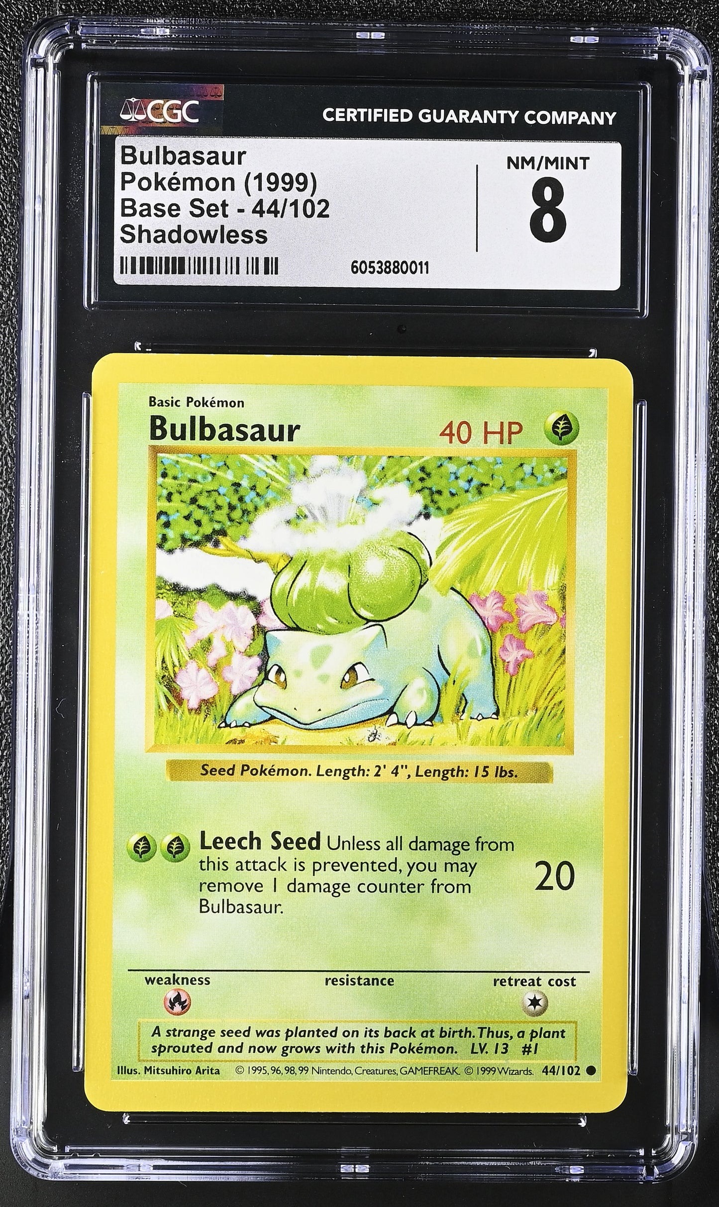 Graded Bulbasaur (44/102) Shadowless Base Set - CGC 8