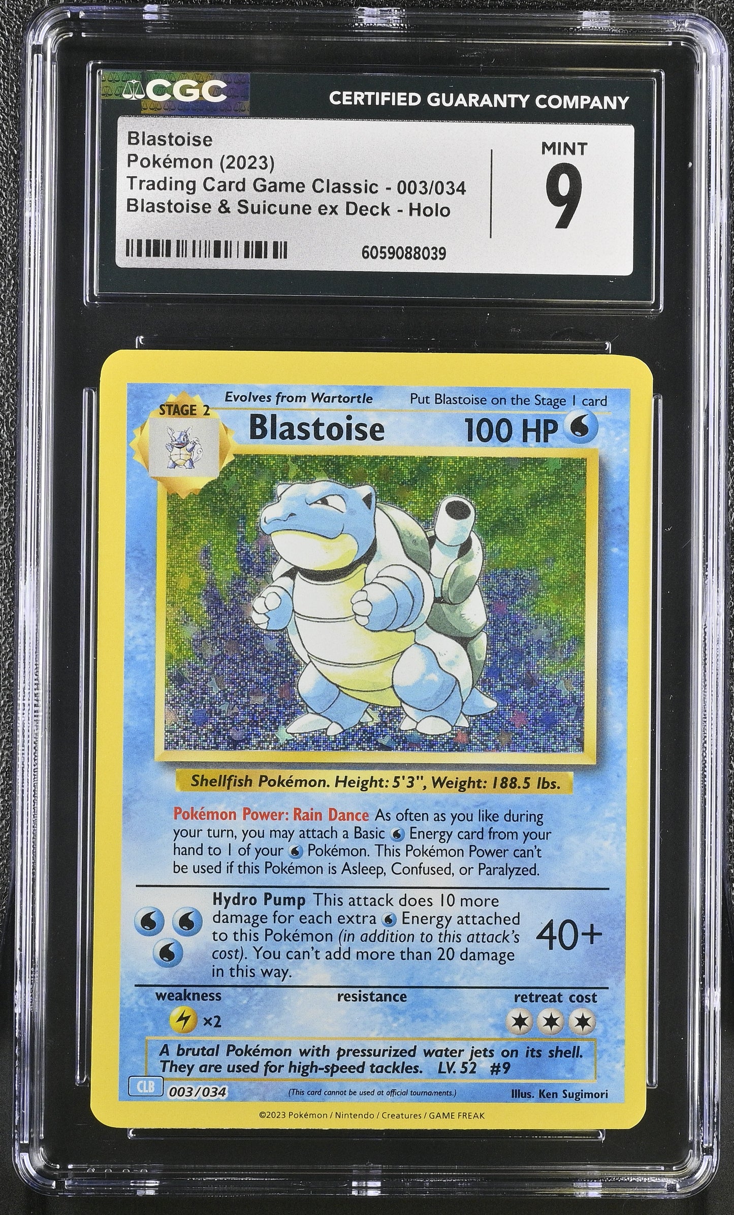 Graded Blastoise (003/034) - Trading Card Game Classic Pokémon Card