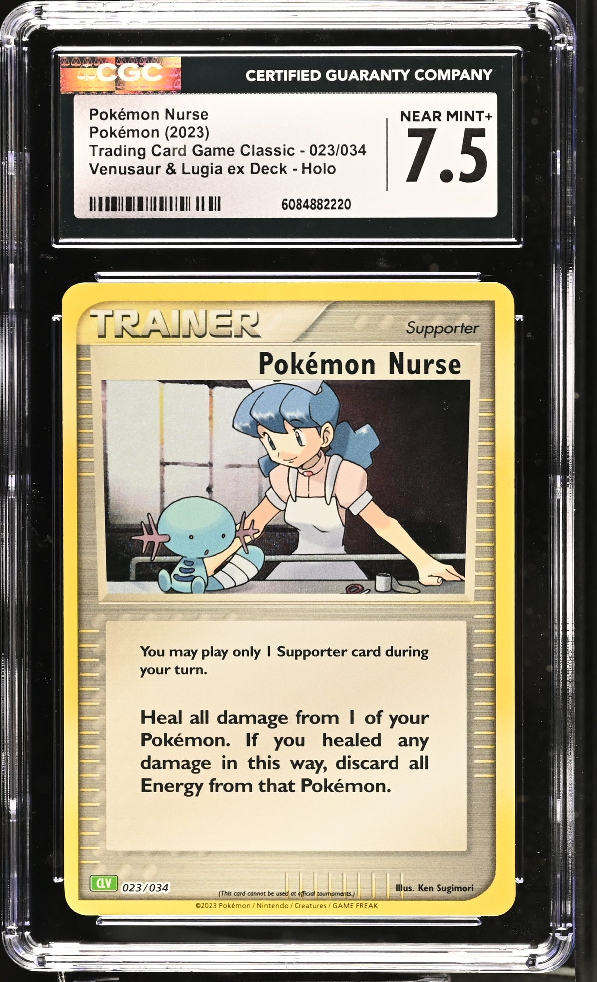 Graded PokeMon Nurse [Wooper](023/034) Venusaur & Lugia EX Deck Holo - CGC 7.5