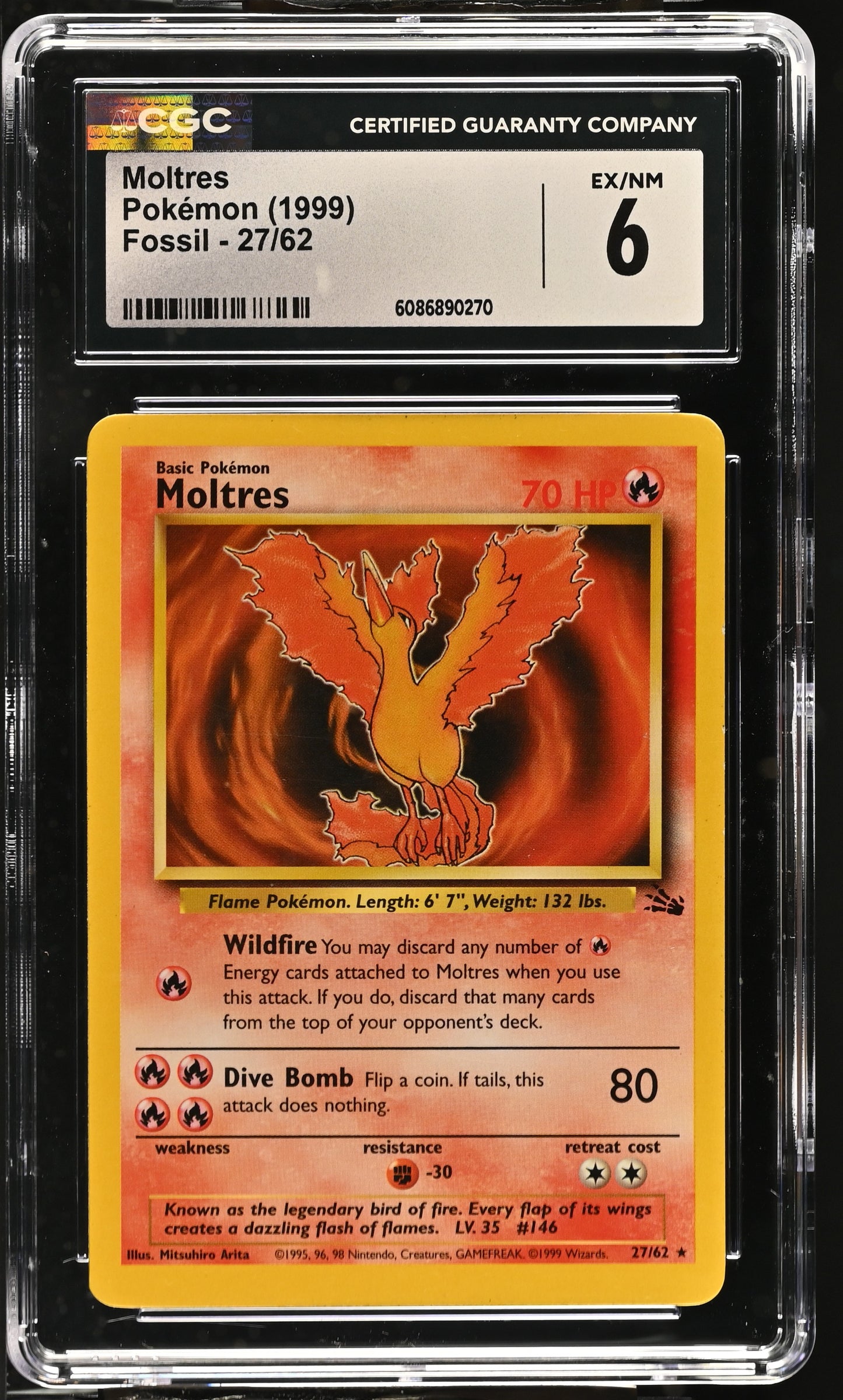 Graded Moltres (27/62) - Fossil - CGC 6