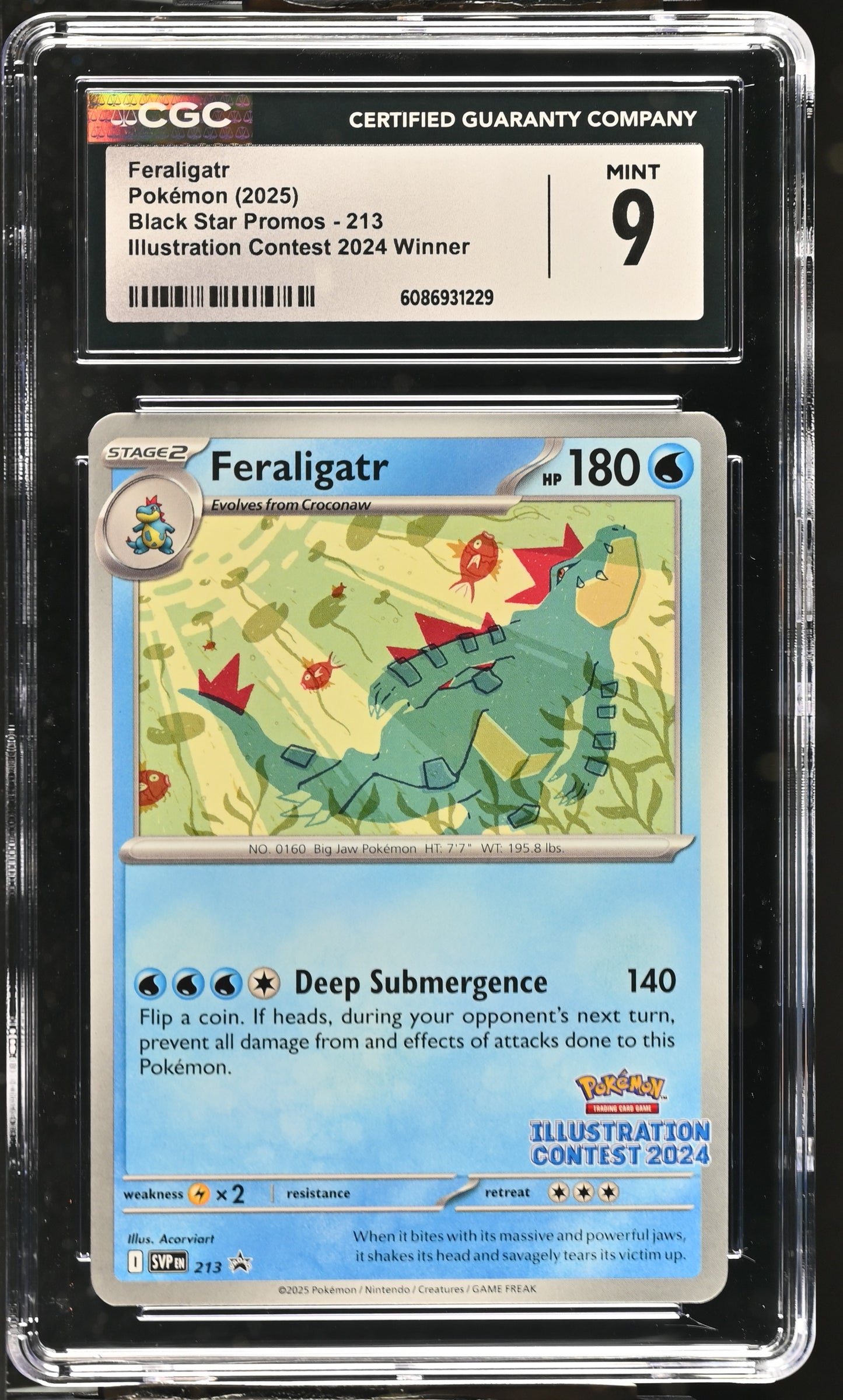 Graded Feraligatr (213) Illustration Contest 2024 Winner - CGC Mint 9