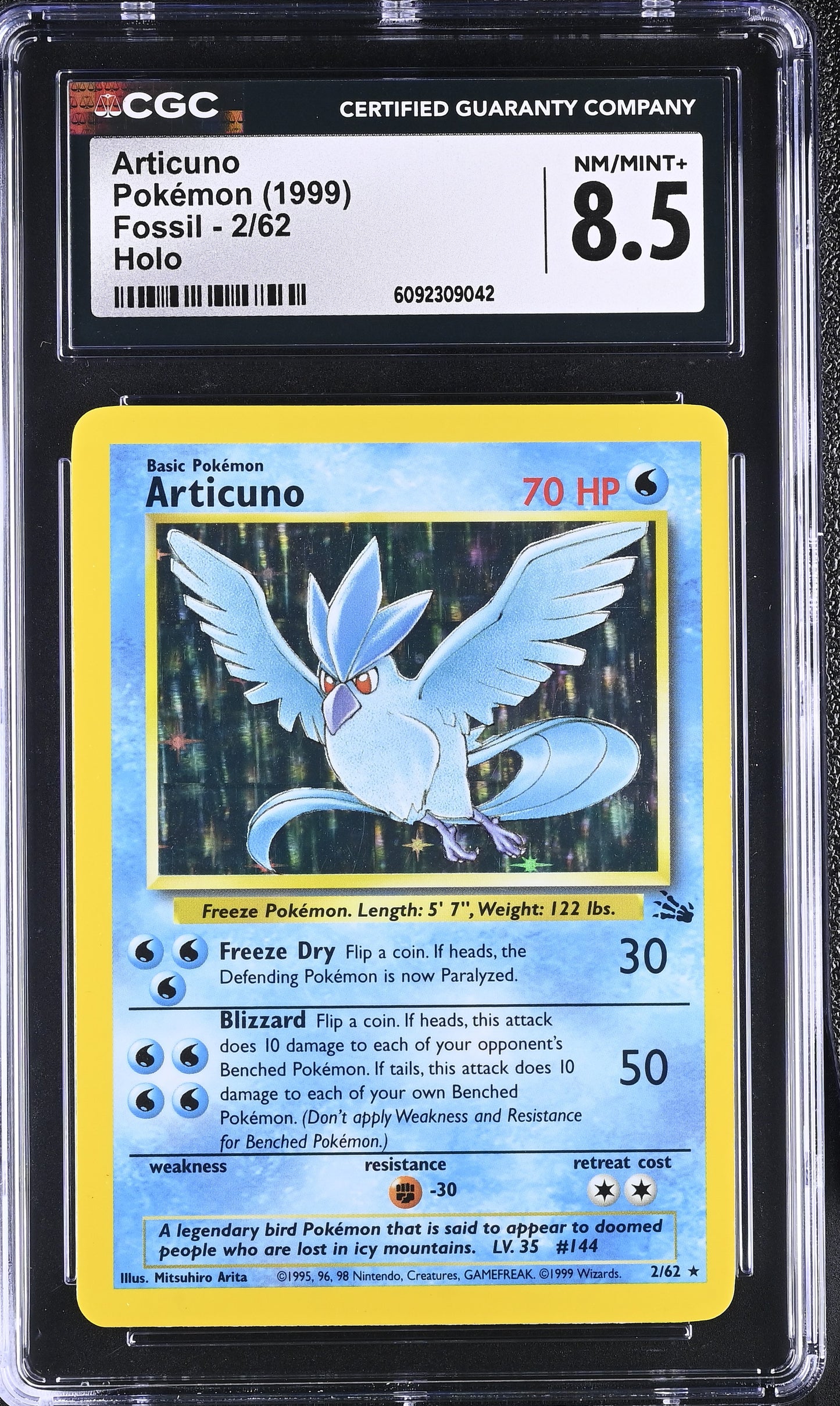 Graded Articuno (2/62) - Fossil - CGC 8.5